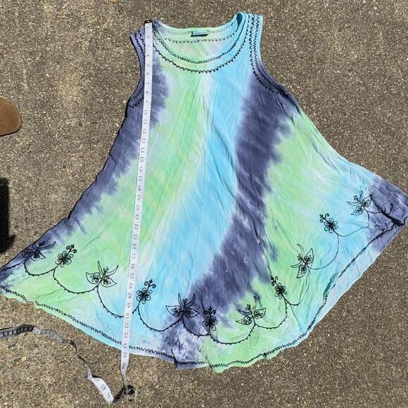 fairycore boho embroidered babydoll sleeveless tie die dress womens sz small/med - Picture 5 of 7